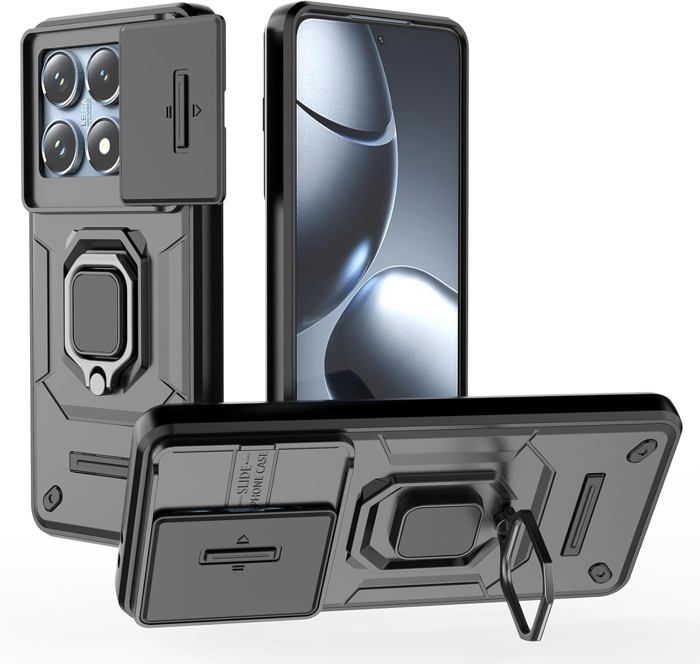 Pour Xiaomi 14T Pro Coque Résistante Anti Choc avec Anneau Bague Anti Chutebéquille NOVAGO