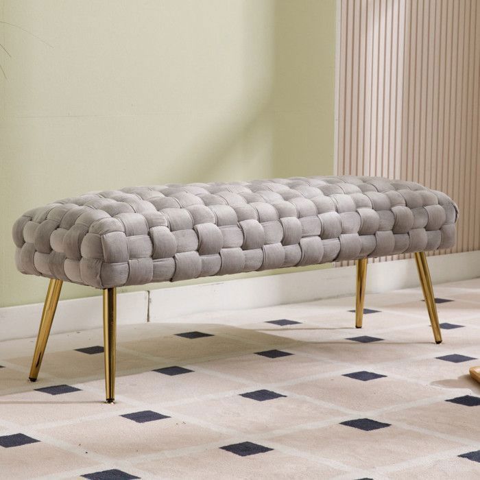 Wahson Banc de Lit pour Chambre Banc en Velours Banc à Entrée Moderne Banquette dentrée et Pouf Bout de Lit pour Salon Gris