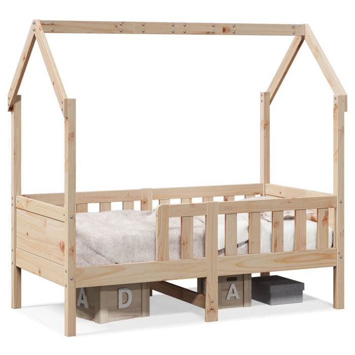 Cadre de lit 1 personne - denfants forme de maison 70x140cm - bois pin massif LL305841