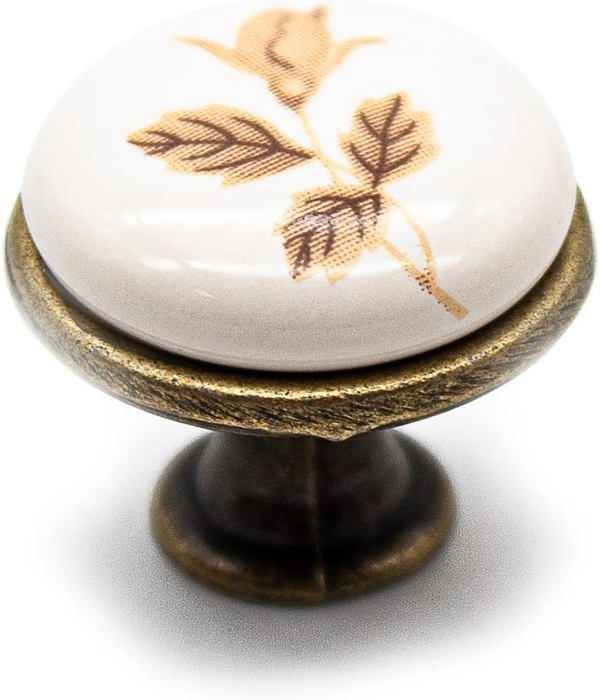 Bouton rose vintage dautomne Ø37x25mm Boutons en porcelaine antique et en laiton antique Boutons et poignées de cuisine vintage