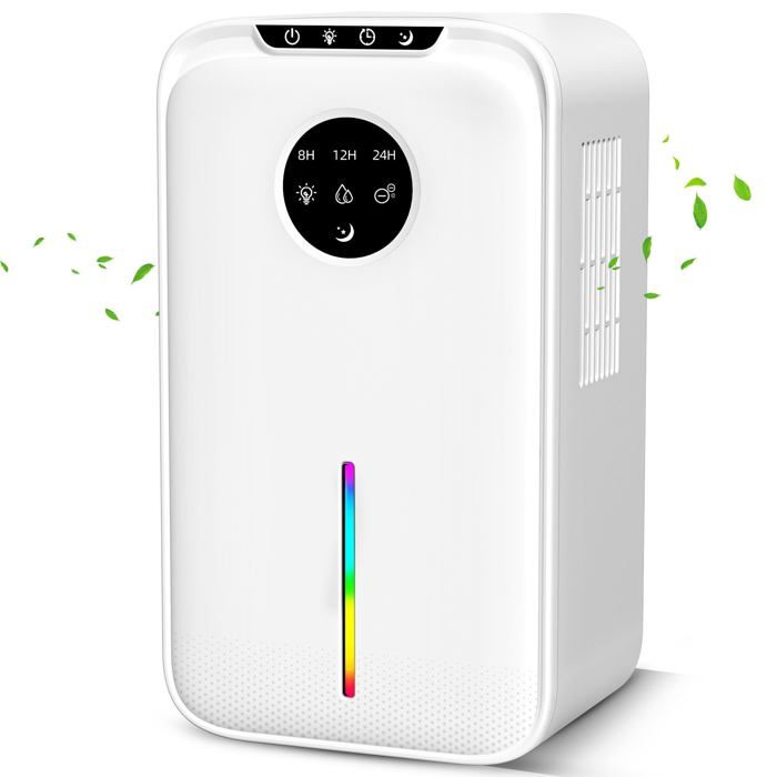 Déshumidificateurs d’air 2500ML Anti Moisissure Silencieux avec LED 7 Colorées Minuterie Arrêt Automatique Pour Bain Chambre