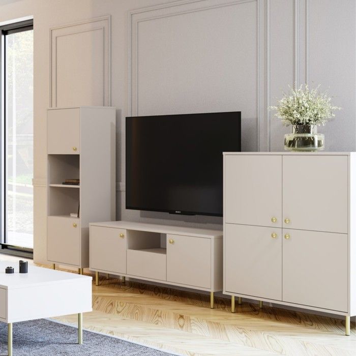 Meuble TV VENUS avec étagère et tiroir – Coloris Cachemire