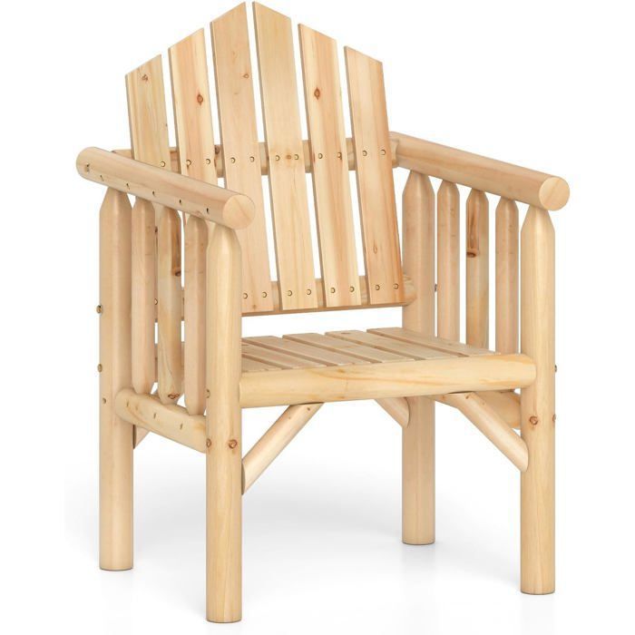 Chaise de Jardin Extérieur en Bois COSTWAY Accoudoirs et Dossier Incliné Charge 150 kg pour Véranda Terrasse Piscine Naturel Chaise de Jardin Extérieur en Bois COSTWAY Accoudoirs et Dossier Incliné Charge 150 kg pour Véranda Terrasse Piscine Naturel