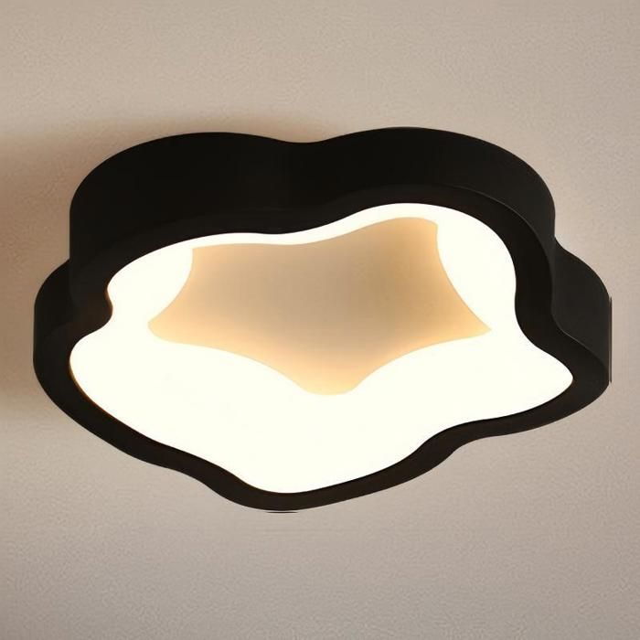 WOTTES Plafonnier LED Moderne Noir - 14W Blanc Chaud Luminaire Fleur Lampe de Plafond pour Couloir Salle de bain - 1pcs Dia 23cm