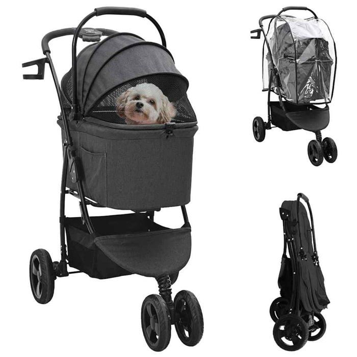 Poussette Pliante Pour Animaux VidaXL – Polyester, Réglable 78 x 54 x 101 cm - vue 3
