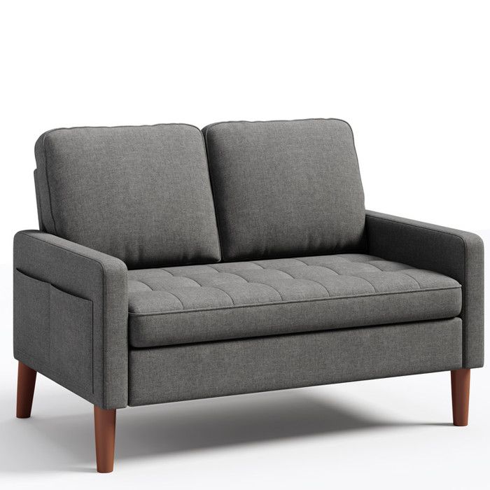 Canapé 2 Places - Bealife Canapé Scandinave - 2 Coussins - 2 Accoudoirs - Salon - Chambre - 121 x 76 x 87 cm - Pied 18 cm - Gris
