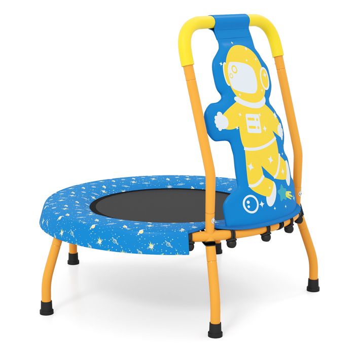 Mini Trampoline pour Enfants 455 cm COSTWAY-Poignée Rembourrée en Mousse-Tapis de Saut sans Espaces-Intérieur Extérieur-Astronaute