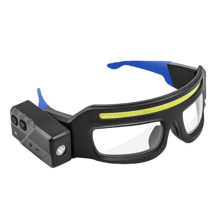 Lunettes avec Lumières Lampe de Travail Rechargeable étanche à LED avec Lampe Frontale Mécanique Légère Réglable à 5 Niveaux-Bleu