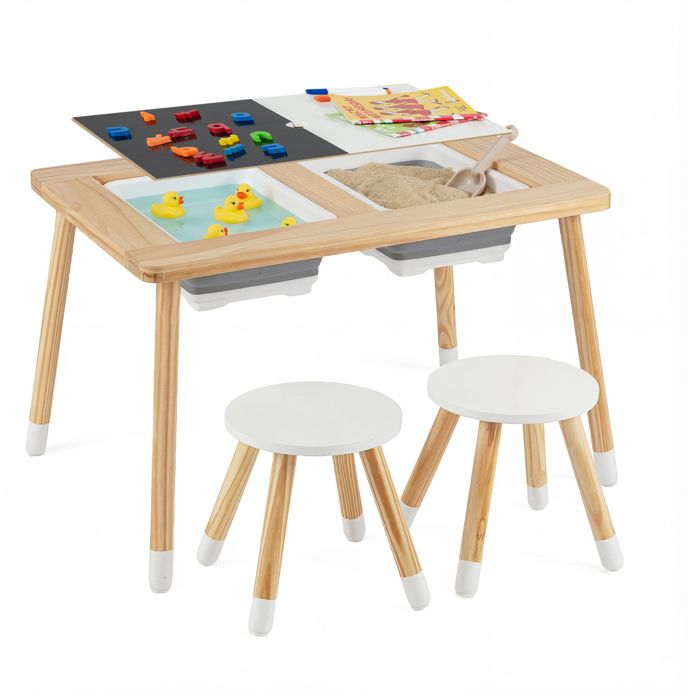 COSTWAY Ensemble 5 en 1 Table dActivité et 2 Tabourets Ronds pour Enfants avec Plateaux Réversibles Amovibles & 2 Bacs de Rangement COSTWAY Ensemble 5 en 1 Table dActivité et 2 Tabourets Ronds pour Enfants avec Plateaux Réversibles Amovibles & 2 Bacs de Rangement