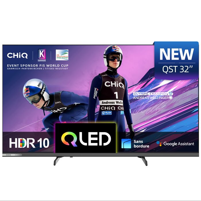CHiQ L32QST Téléviseur Intelligent 32 Pouces QLED avec Google TVPleine HD HDR10Son Dolby Audio DBX TVChromecast Intégré