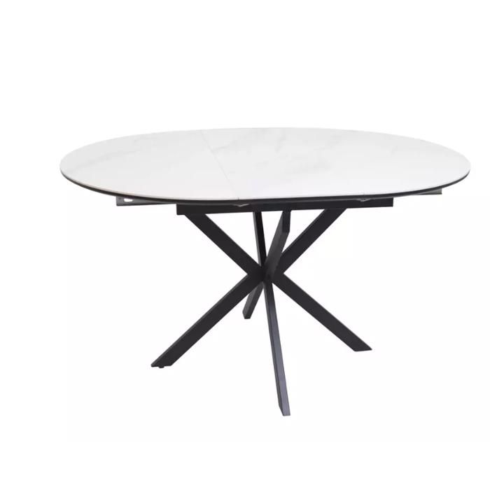 Table à Manger - Meubles&Design - Table repas extensible céramique blanche 6 pers pied noir BOREALIZ1 Table à Manger - Meubles&Design - Table repas extensible céramique blanche 6 pers pied noir BOREALIZ1