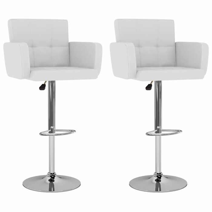 2 PCS Chaises haute Blanc - Magnifique Tabourets de bar Classique pour Cuisine Café blanc similicuir 5621