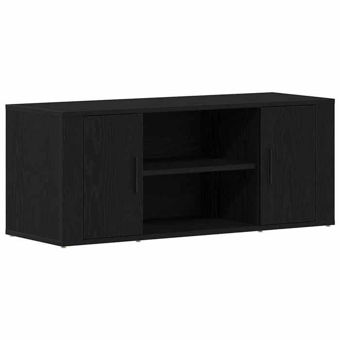 Top 2026@Cabinet TV Noir - SWEETY® Meuble TV Chêne noir 100x35x40cm - bois dingénierie 721720