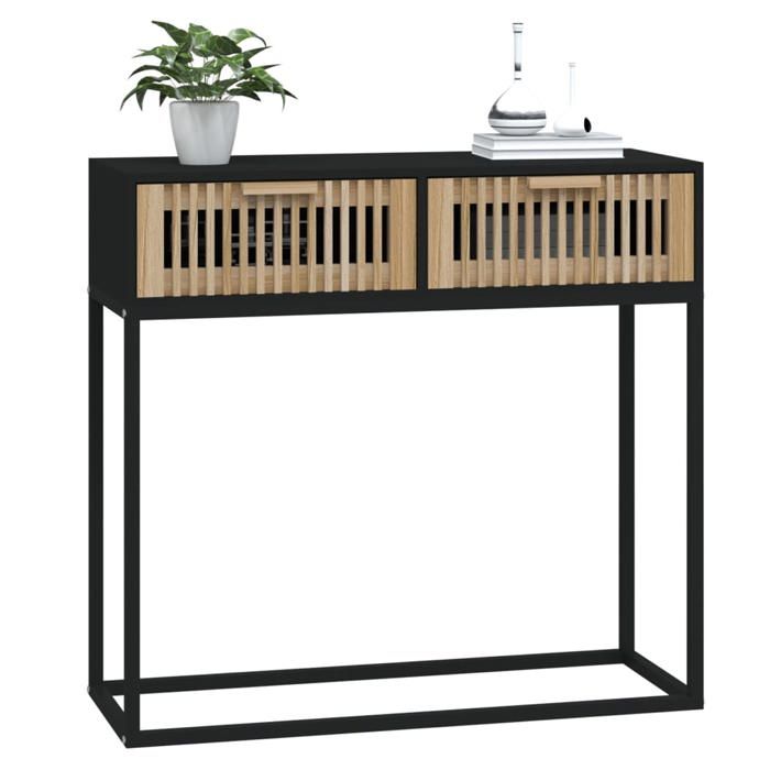 Table de Canapé SWEETY Noir Table console - Pour EntréeCouloir - noir 80x30x75cm - bois dingénierie et fer CL70886995144