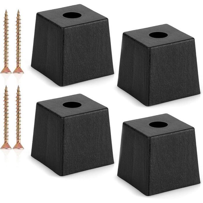 Pieds de canapé carrés coniques - PZCC - Lot de 4 pièces - Hauteur 5 cm - Plastique robuste - Vis incluses