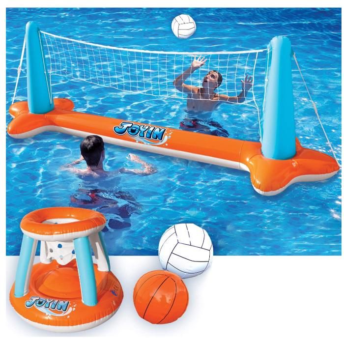 Jouets de piscine ensemble de volley-ball de piscine flottant amusement d'été de basket-ball
