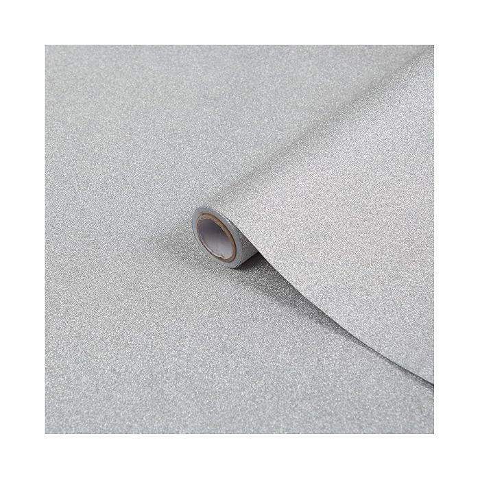film adhésif décoratif pailleté Argent 45 cm x 1 5 m – film adhésif pour meuble brillant et facile d’entretien pour PAPIER PEINT