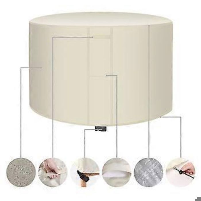 Housse de protection ronde imperméable en tissu Oxford 420D pour mobilier de jardin (table et chaises) beige (120 x 75 cm) Housse de protection ronde imperméable en tissu Oxford 420D pour mobilier de jardin (table et chaises) beige (120 x 75 cm)