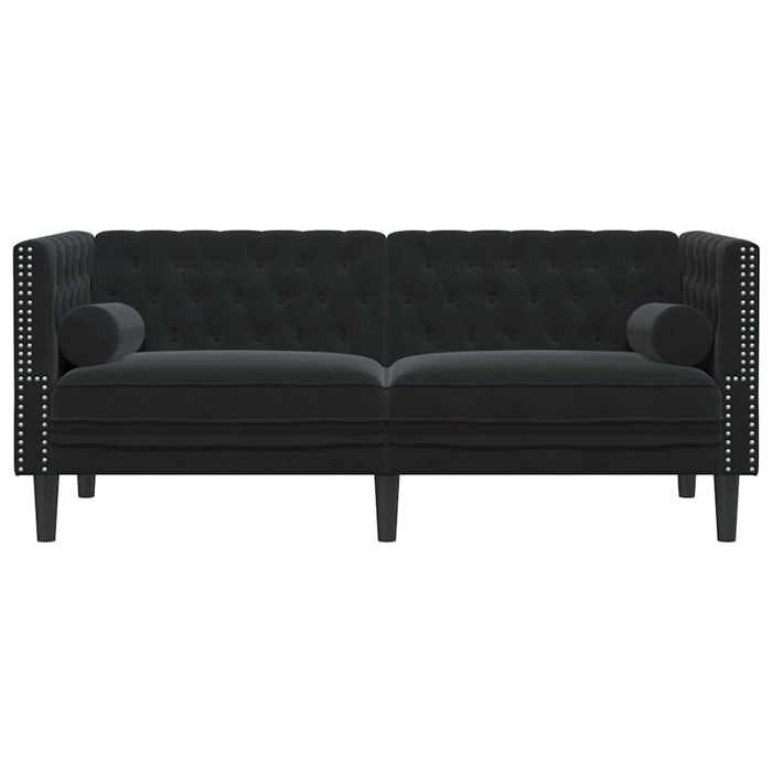Noir SOFA - Moderne - Canapé Chesterfield avec traversins 2 places - contemporain - noir velours C1957