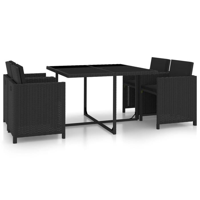 VIDAXL Ensemble Table avec chaises jardin (5 pcs) - ANTI-UV - + coussins - Résine tressée 109x109x74 cm M9370
