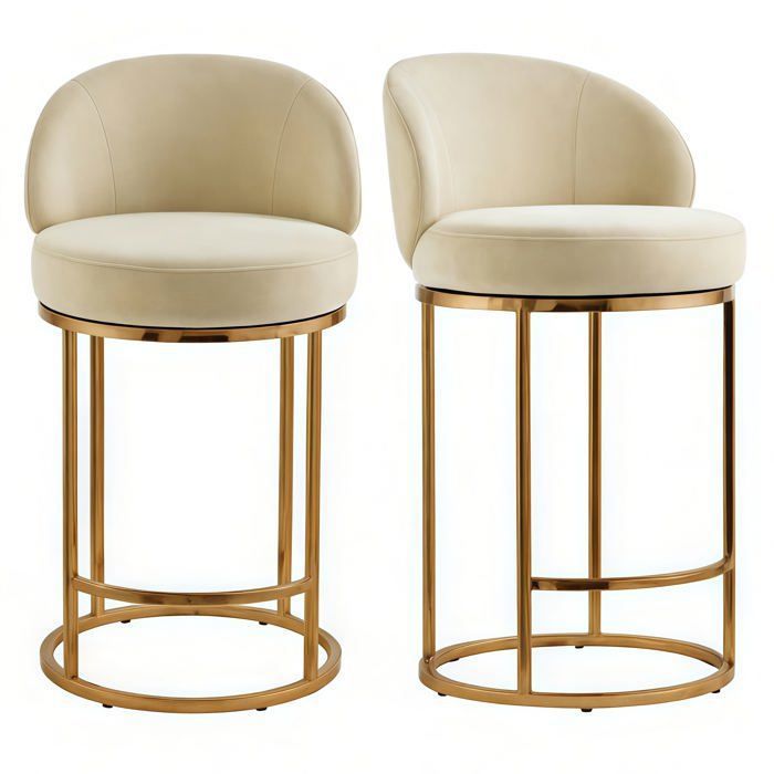 Lot de 2 chaises de bar pivotantes 360° assise 905 cm chenille dossier rembourré idéal pour bar