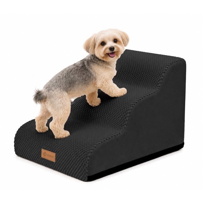 VOUNOT® Escalier pour chien et chat à 3 marches en mousse haute densité - antidérapante déhoussable lavable - 57x40x40cm noir VOUNOT® Escalier pour chien et chat à 3 marches en mousse haute densité - antidérapante déhoussable lavable - 57x40x40cm noir