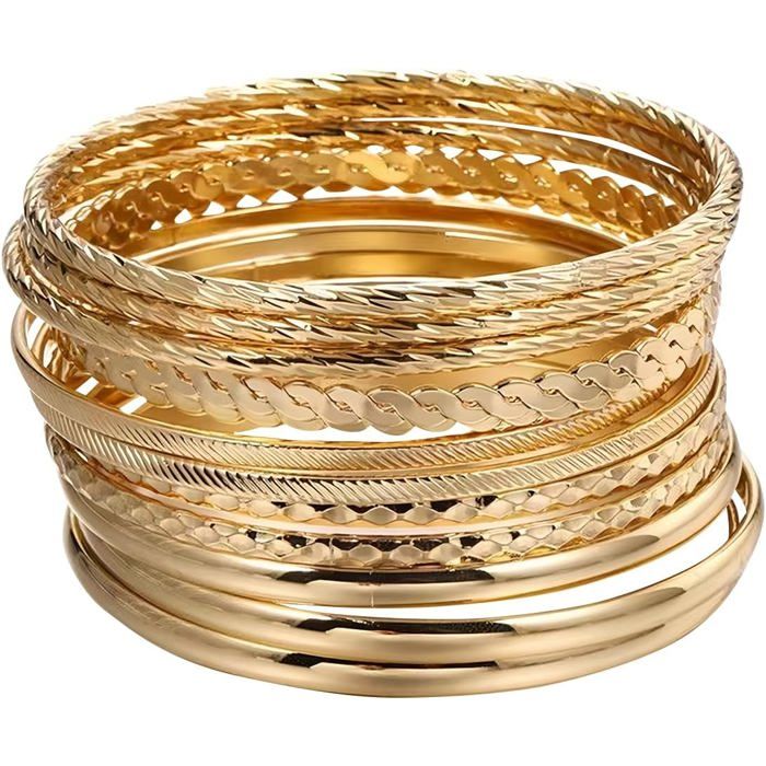 12 Pièces Bracelet Femme Bracelets Style Boho Faits À La Main À Plusieurs Couches Bracelet Pour Femme En Plaqué Or 18 Carats[PP377]