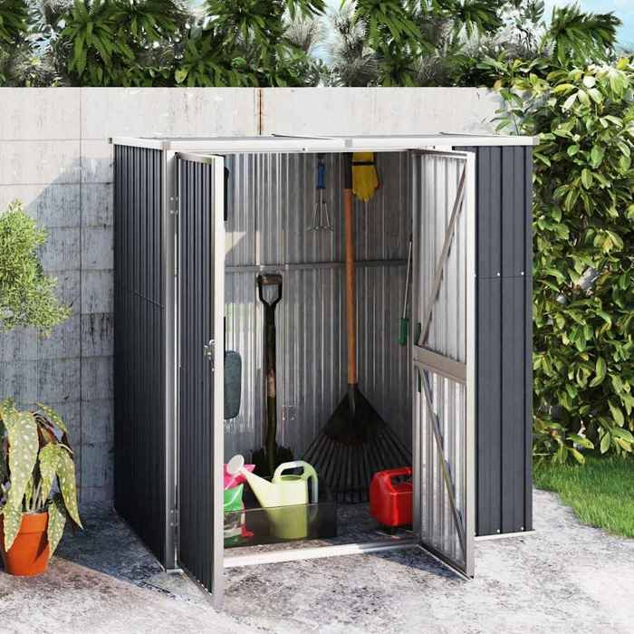 Abri à Outils de Jardin - vidaXL - armoire rangement - résistant pluie UV - métal - anthracite - 161 x 89 x 161 cm@ioc19l
