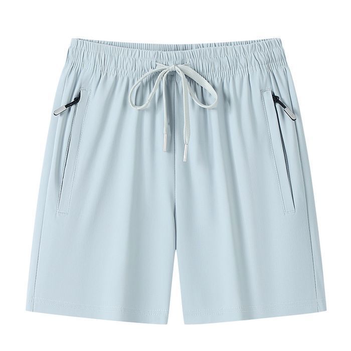 Short de Sport Femme Taille Elastique Séchage Rapide Short Été Avec Poches Zippées Pour Jogging Running Fitness - Taille EU - Bleu