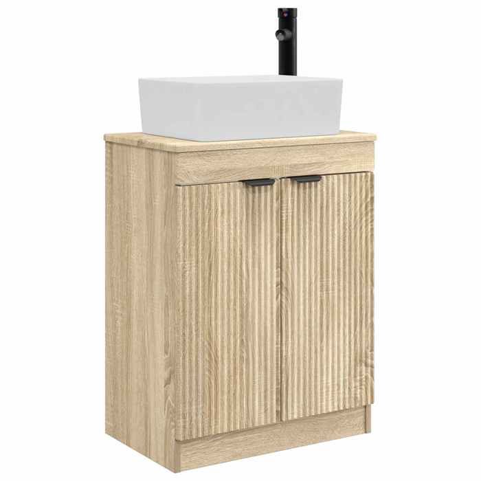 Meuble vasque - Meuble de salle de bain avec évier - vidaXL - bois dingénierie - chêne sonoma - 54 x 35 x 83 cm - 1 étagère 2735284