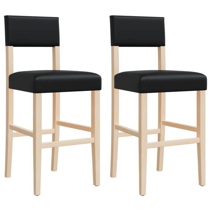 Les SoldesChaises de bar Tabourets Cuisine - (2 pcs) - 2 personnes - bois massif dhévéa et similicuir(435x52x108 cm) gzo58i