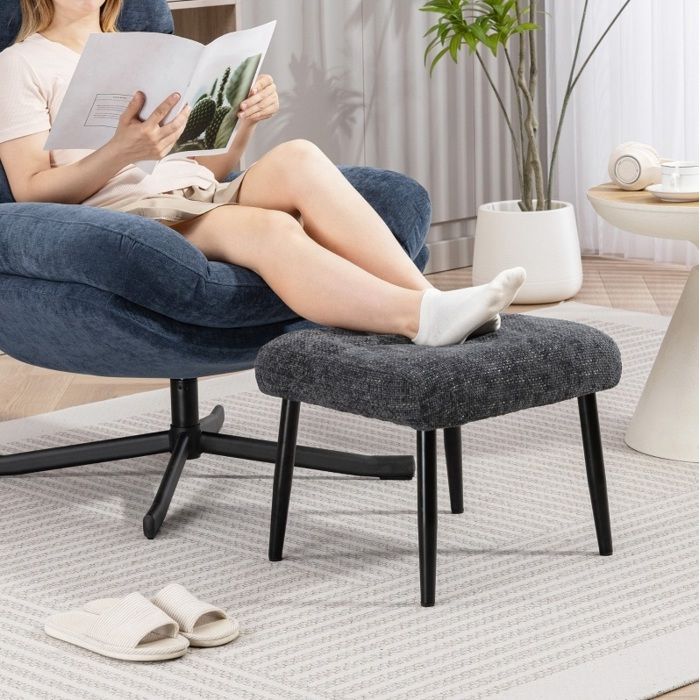 VUENOR tabouret repose-pieds 45 x 41 x 38 cm gris foncé – montage facile