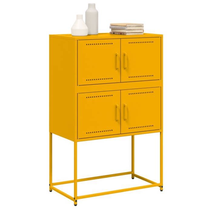 Meuble Rangement - HAOSHOP - Buffet jaune moutarde 68 5x38 5x107 cm acier&01_36749