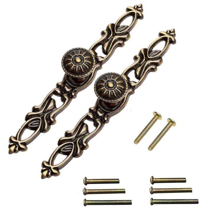 Poignées de Meuble Vintage Lot de 2 Mono Trou Longueur 152mm Style Rétro Bronze Antique Pour Tiroir Armoire et Placard