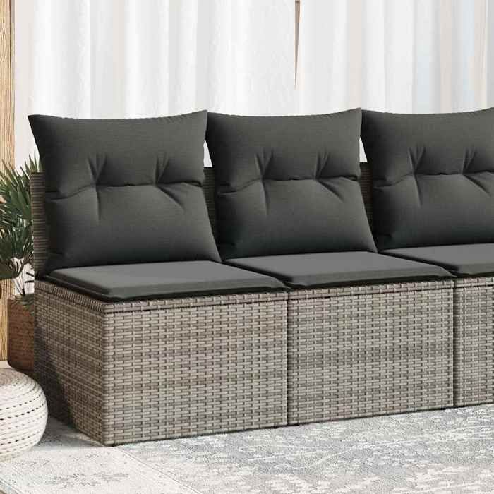 Meuble - vidaXL - Salon de jardin 2 pcs - Pour Salon Balcon - résistante à leau - avec coussins gris résine tressée acacia