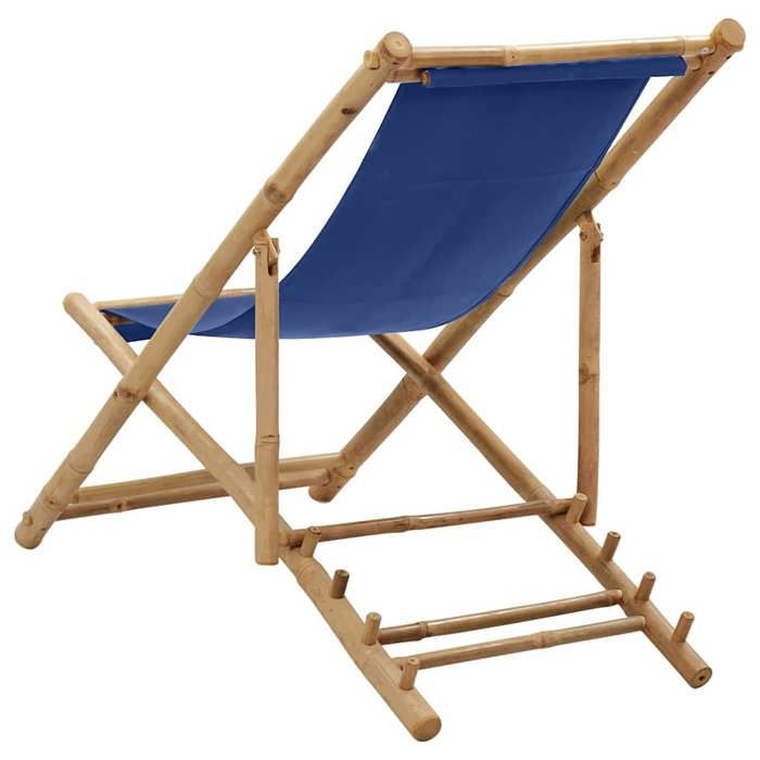 Magnifique Chaise de terrasse Bambou et toile Bleu marine - design polyvalent - pour maison - Bleu 7.5 kg 2026_894587