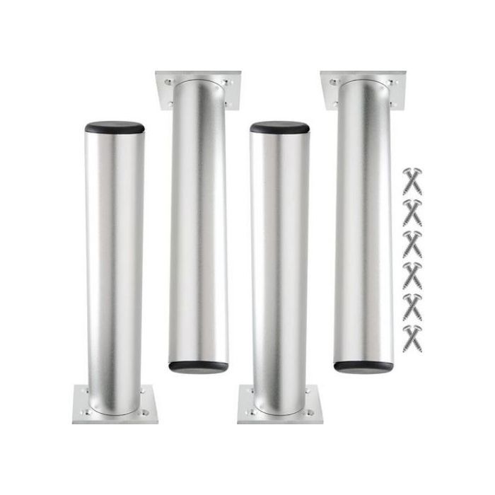 Lot de 4 pieds de meubles de rechange réglables en métal hauteur 20 cm avec vis pour canapé armoire lit.
