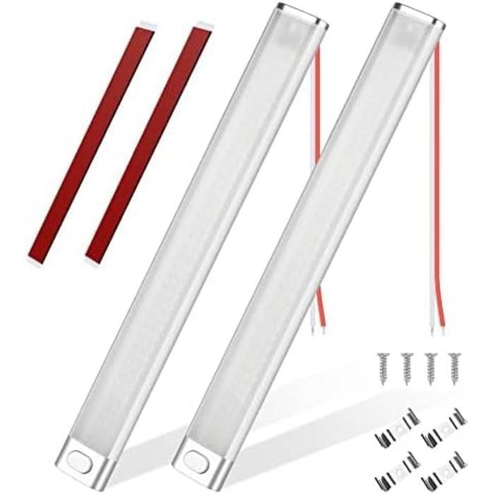 Barre de Lumière Intérieure à LED 2PCS 12V 30cm Barre Lumineuse Intérieure 120LED avec Interrupteur on/Off