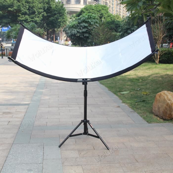 Réflecteur 4 En 1 Courbé 60x180 Cm + Trépied 200 Cm - Kit Parfait Pour Portraits & Beauté - Noir/Blanc/Or/Argent