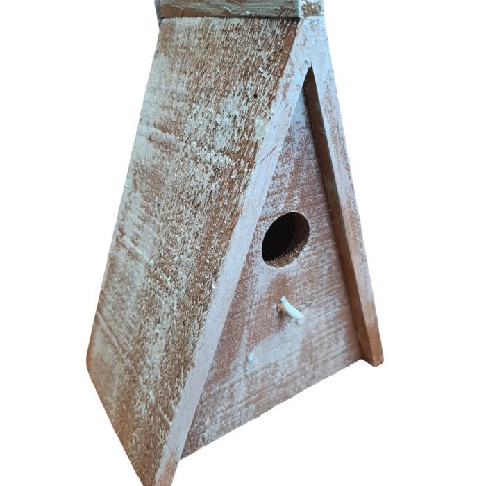 Comparer les prix de Nichoir triangulaire pour oiseaux GIES en bois - animallparadise - 16.5 x 11 x 21 cm - Gris - bleu / brun