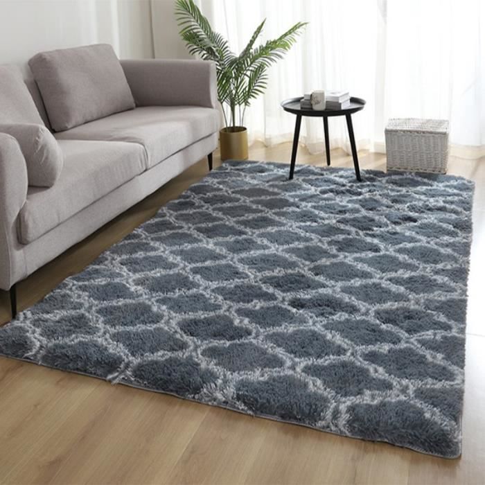 Comparer les prix de tapis de salon,ANNEFLY Tapis en peluche doux Tapis moelleux Moelleux Grand Tapis en peluche pour Salon Chambre Gris(160x200cm)