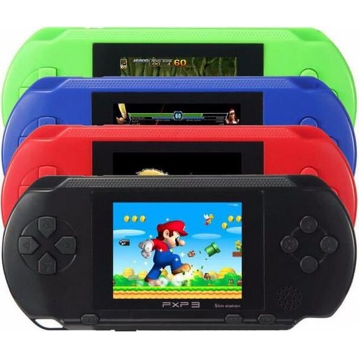 Console de jeu vidéo de poche PXP3 16 bits + chargeur pour enfants - Noir