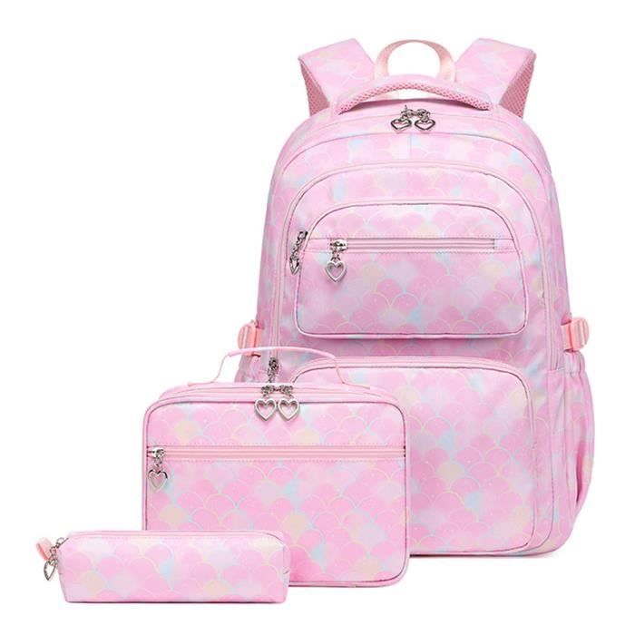 Sacs à Dos Fille-Lot de 3-45x17x35cm-Cartable Enfant Primaire-avec Trousse  et Ice Pack-7-14 Ans-Rose rose - Cdiscount Bagagerie - Maroquinerie