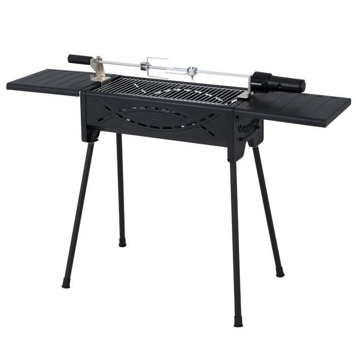GYMAX Barbecue à Charbon Portable, avec Fourchette Electrique