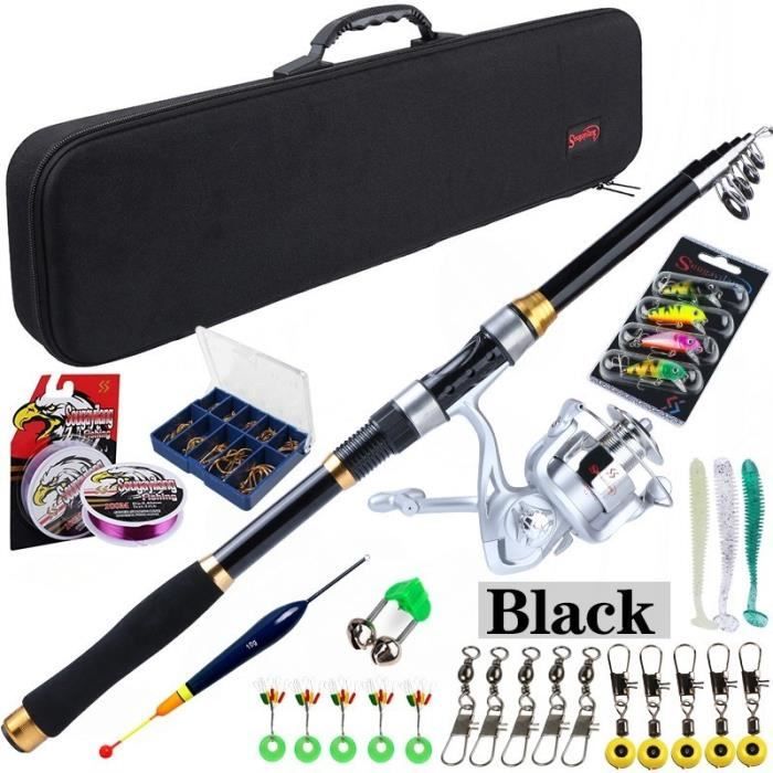 Combo Canne à Pêche Télescopique + Moulinet Baitcasting Hanzete - 2,1m - Idéal Pour Pêche En Eau Douce