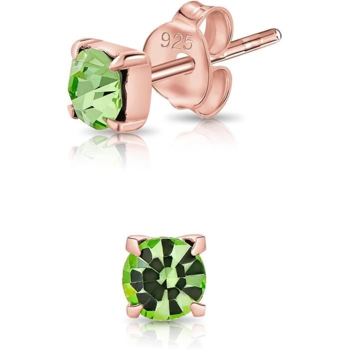 Boucles D'oreilles Ovales Minimalistes - Opale De Feu - Argent Plaqué Or Rose - Clou