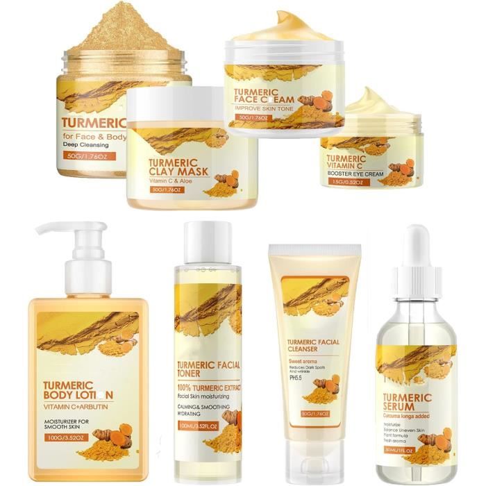 Skincare Set Turmeric Turmeric Face Wash and Serum Cream and Body Scrub Helps Improve Skin Tone Cleanse the Skin Set