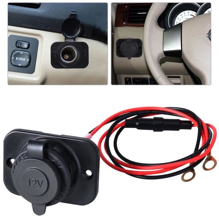 Thlevel 12V/24V Allume Cigare Adaptateur Répartiteur Prise 15cm 19AWG Câble D'Extension Mâle Vers Femelle Avec Fusible 10A Und Interrupteurs Pour Bateau Voiture