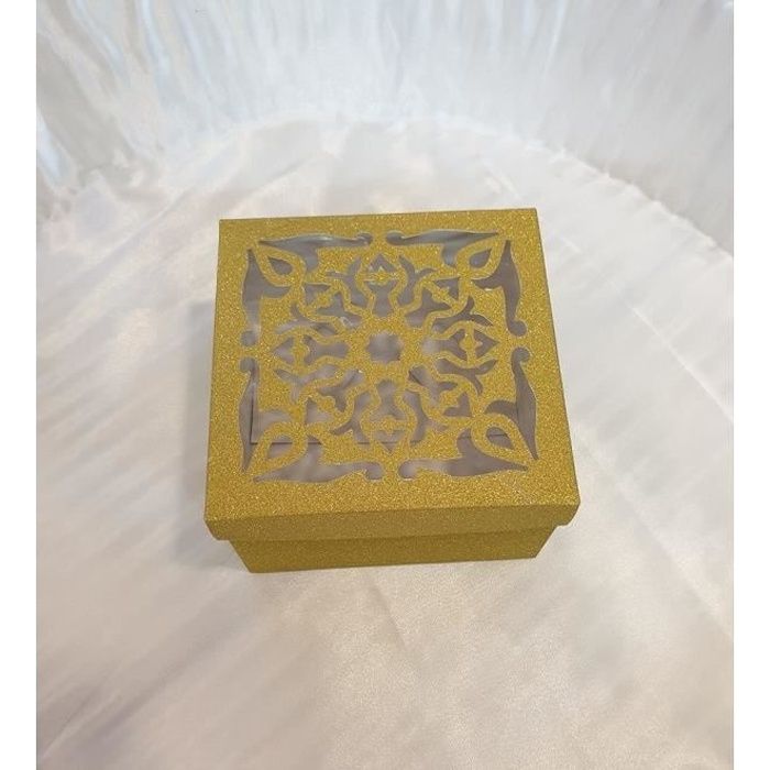 Boîte à Gâteau Forme Cadeau Mariage/Baptême - Lot De 25 - Carton Blanc 12x12x5.5cm
