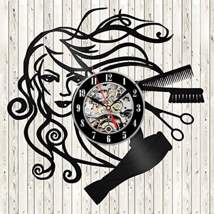 Meet Beauty Horloge Murale Moderne en Vinyle pour Salon de Coiffure ou Coiffure Noir 30,5 cm 